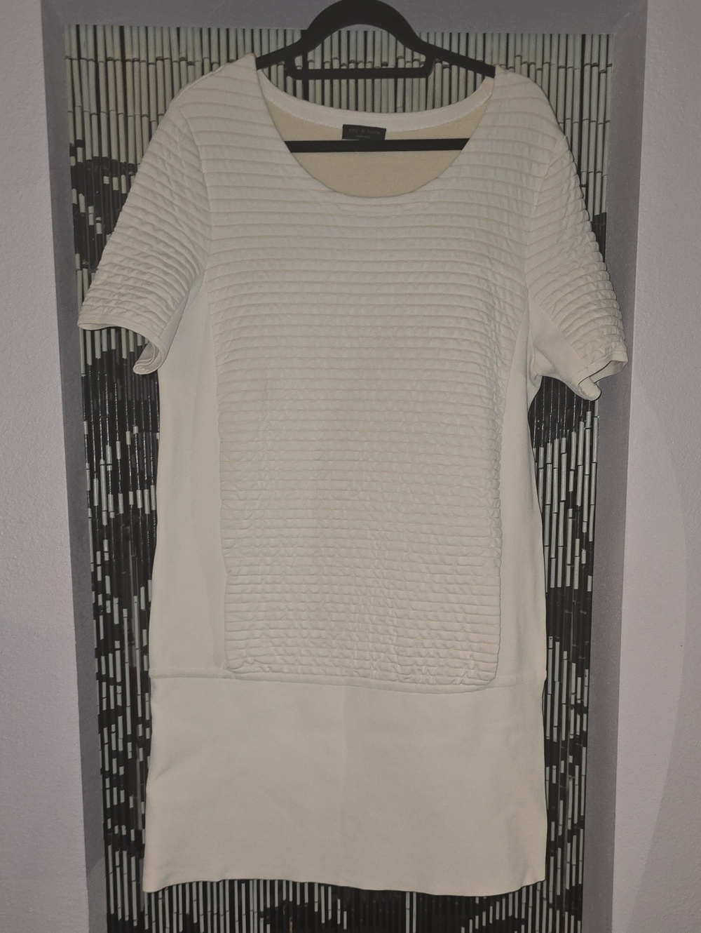 rag & bone White Textured Short-Sleeve Dress Size L